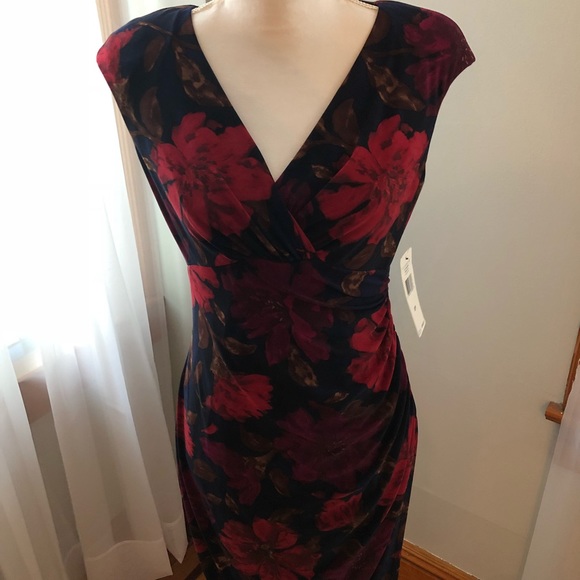 ralph lauren black dress with red flowers